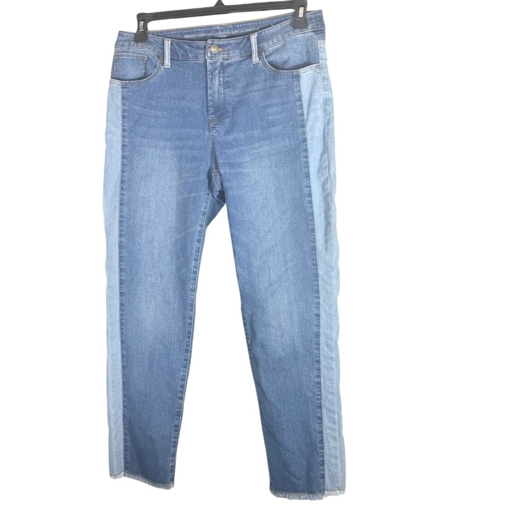 Chico's girlfriend slim ankle 2-Tone Blue Women's Jeans - Colorblock Size 10/1.5